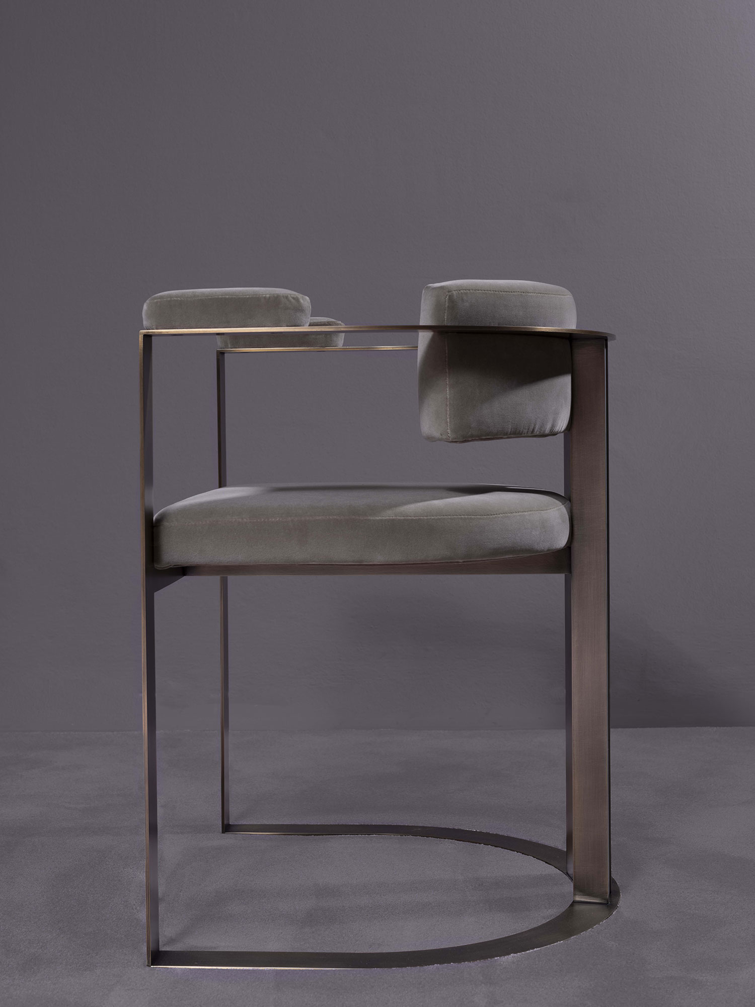 Bespoke Furniture Chair - bronze metal and velvet
