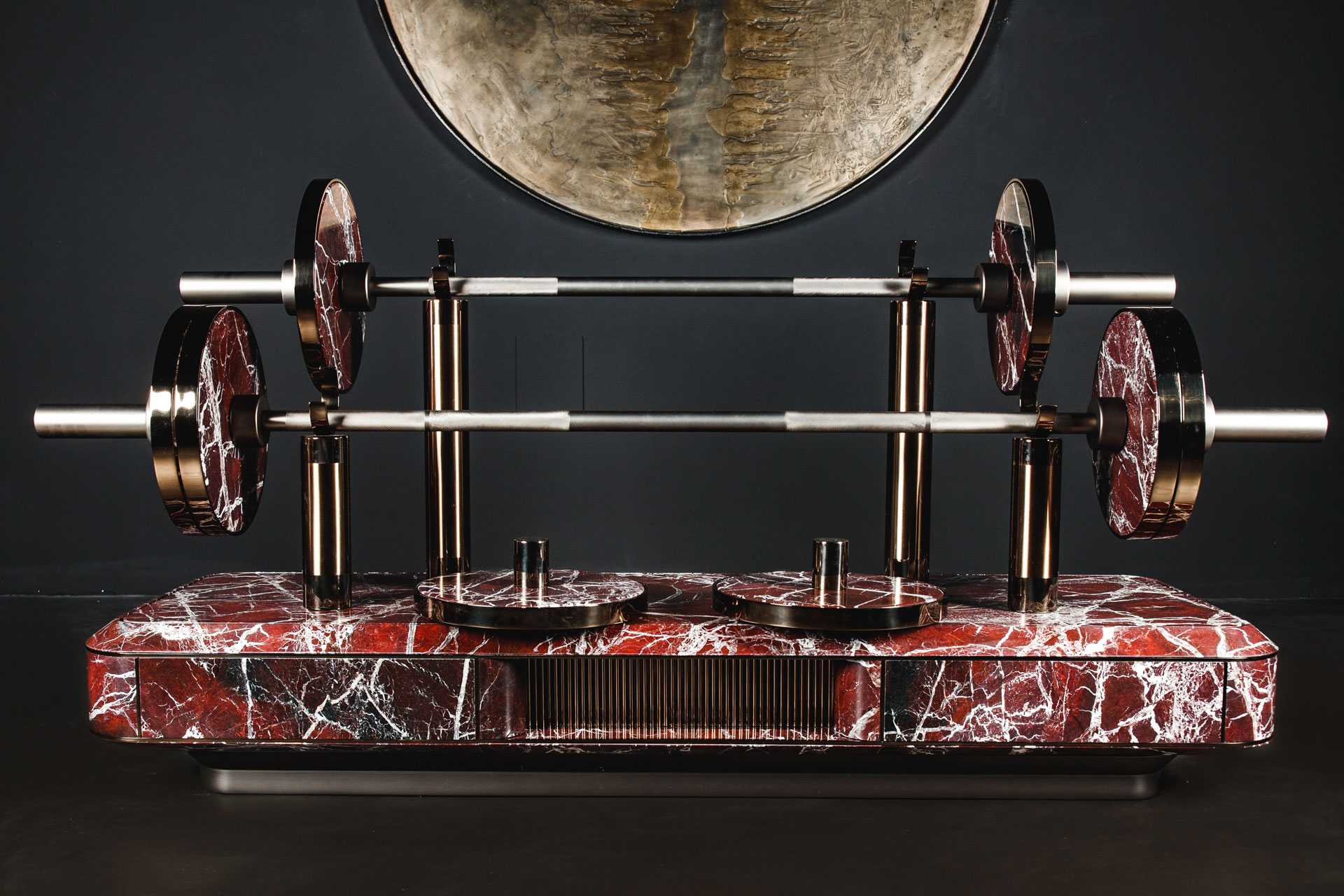 Gym - Rosso Levanto marble - Bespoke Fireplace