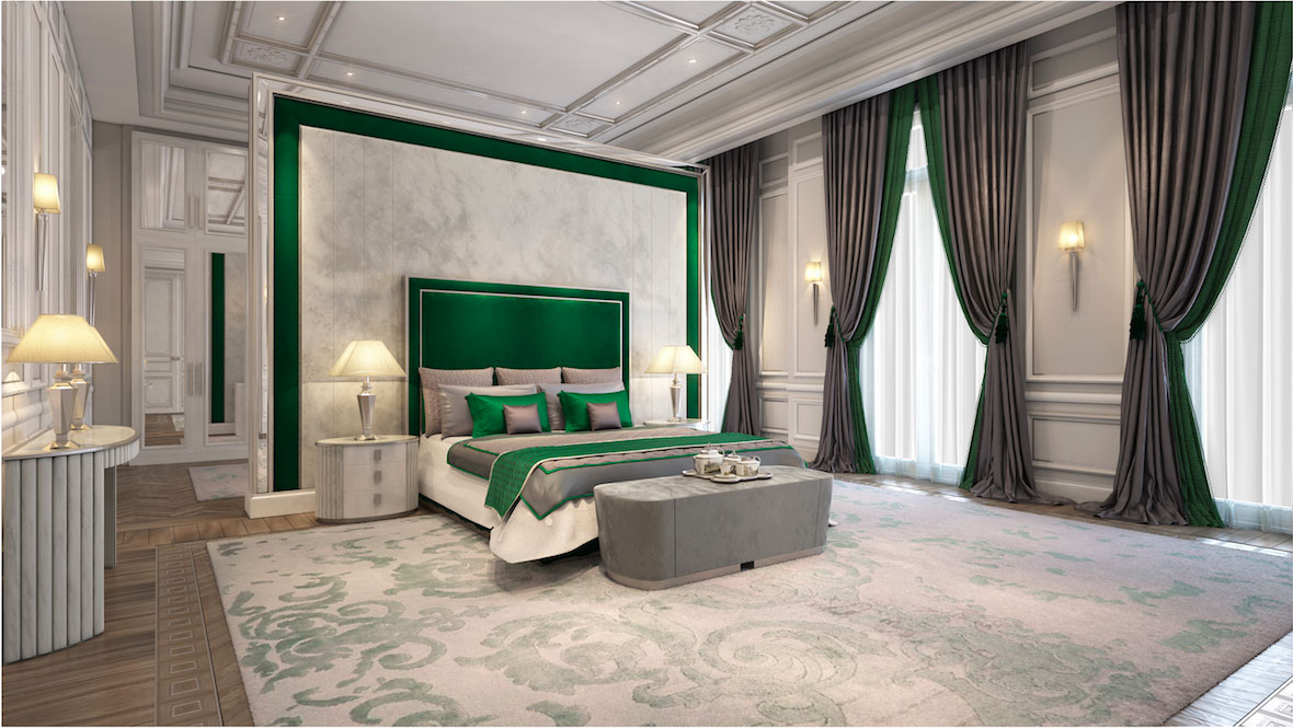 Paris Bed - Green Velvet - Bespoke Furniture
